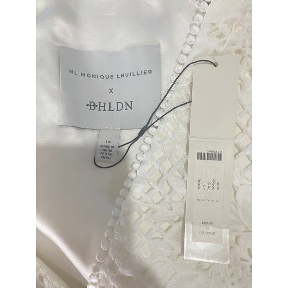 NWT BHLDN MONIQUE LHUILLIER DRESS 14 FLORAL WHITE LACE COCKTAIL BRIDAL WEDDING - Picture 4 of 16